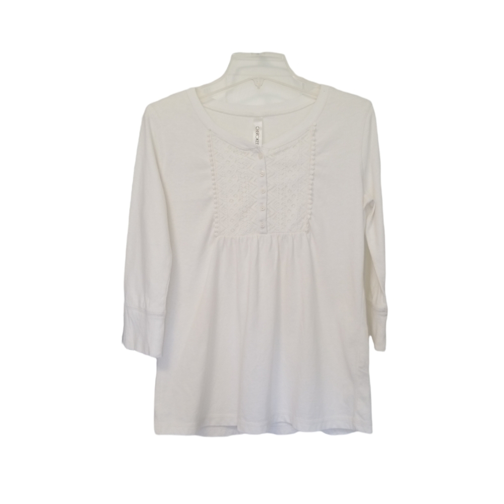 Girls Cherokee White 3/4 Sleeve Shirt XL